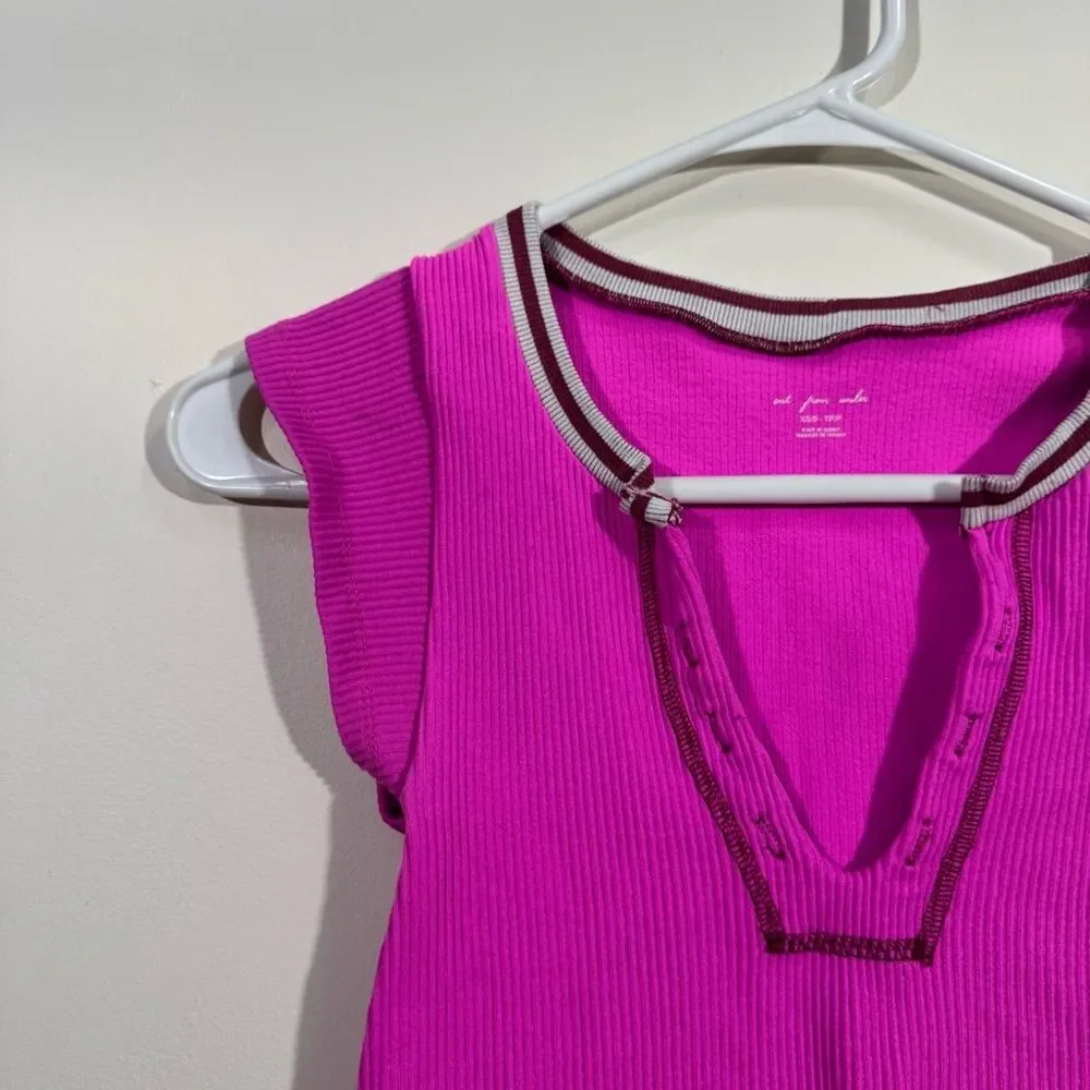 Urban Outfitters Out From Under Pink Cap Sleeve Ribbed Crop Top